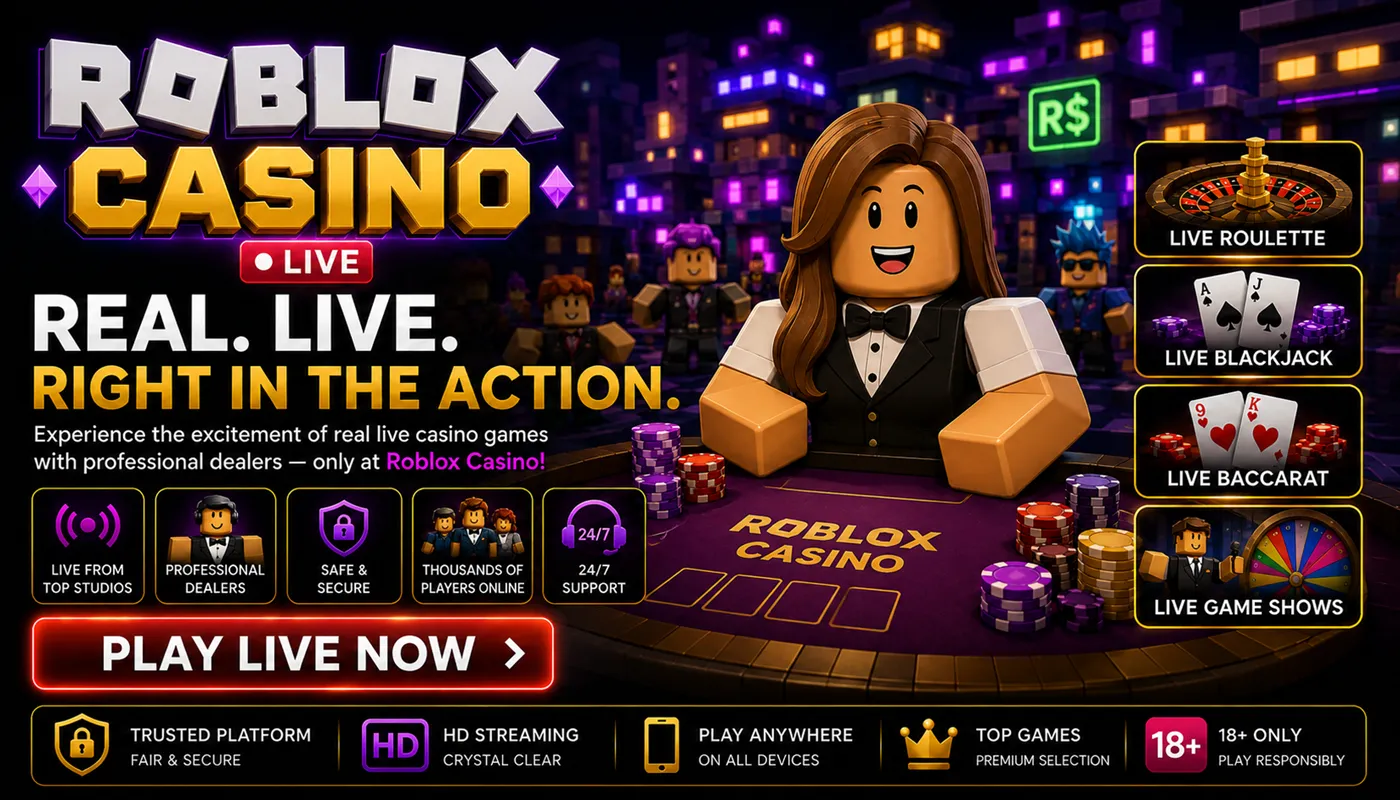 Roblox Casino live dealer games with roulette, blackjack and baccarat